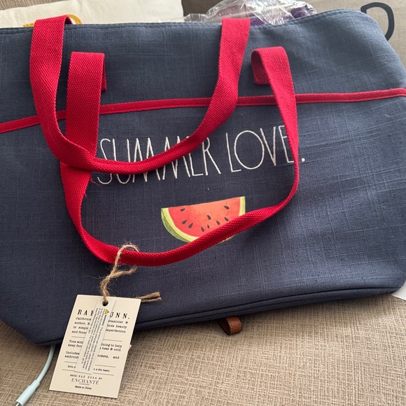 Rae Dunn Summer Love Tote - Navy and Red - Picture 1 of 3